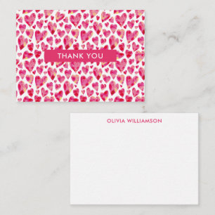 Carte De Correspondance Cœur de remerciement rose chaud