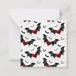 Carte De Correspondance Coeur d'Halloween avec ailes de chauve-souris noir