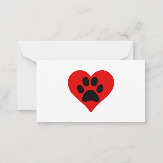 CARTE DE CORRESPONDANCE COEUR EMPREINTE DE PATTE (Devant)
