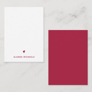 Carte De Correspondance Coeur et nom magenta vibrant