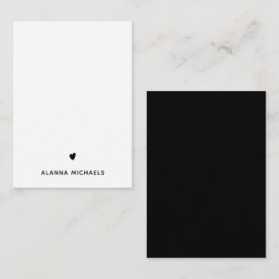 Carte De Correspondance Coeur et nom noir et blanc classique