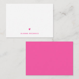 Carte De Correspondance Coeur et nom rose vif
