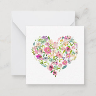 Carte De Correspondance Cœur floral rose aquarelle amour maman Saint-Valen