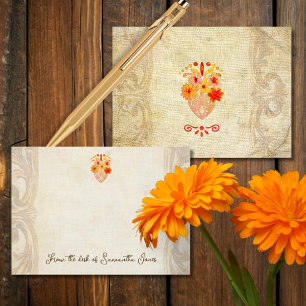 Carte De Correspondance Cœur Floral Sacré Muse Baroque Mexicaine