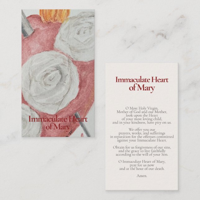 Carte De Correspondance Cœur Immaculé de Marie Image Pieuse - Fatima (Devant / Derrière)