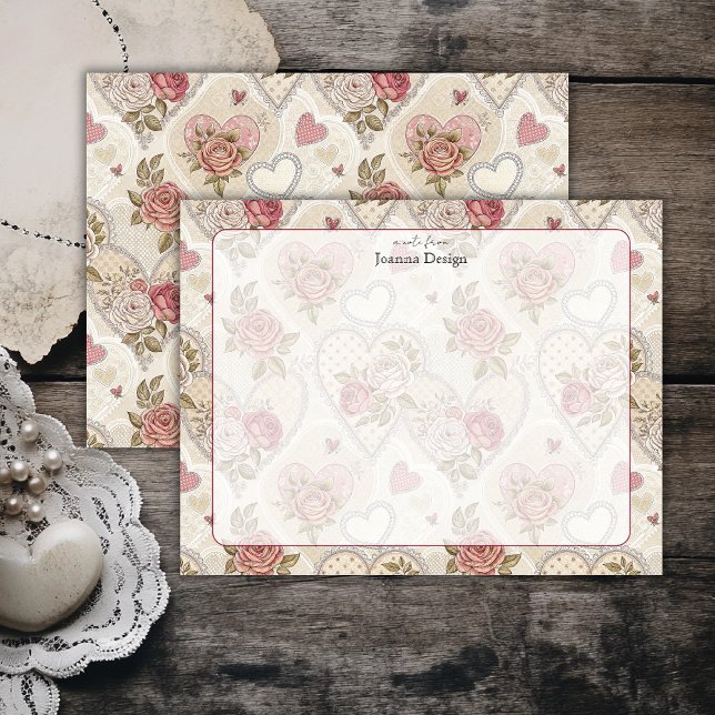 Carte de correspondance coeur rose burgundy chic (Créateur téléchargé)
