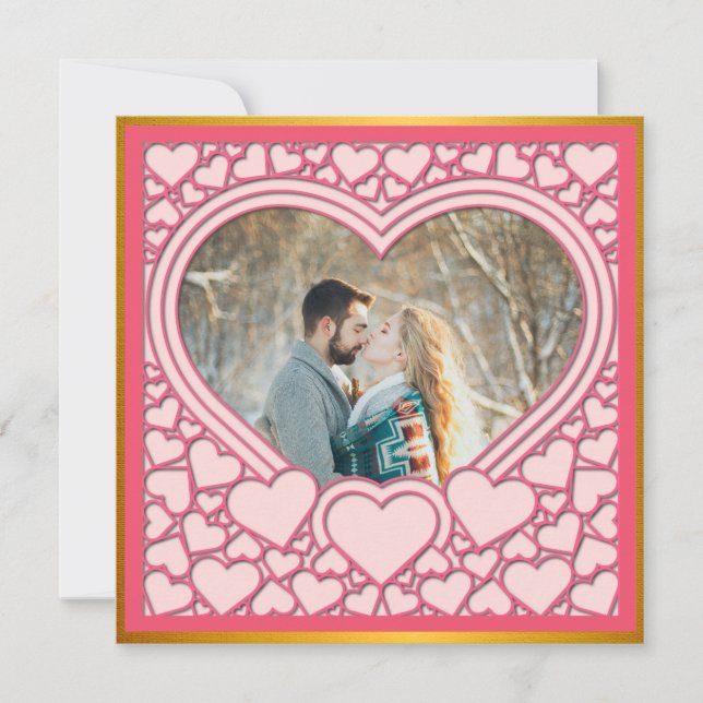 Carte De Correspondance Cœur Rose Élégant Joyeuse Saint-Valentin Élégant (Devant)