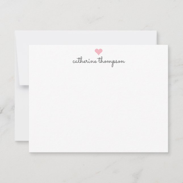 Carte De Correspondance Coeur rose pâle Feminine Script Girly Chic Stripe (Devant)