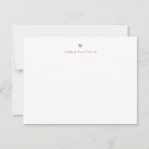 Carte De Correspondance Cœur Rose Pâle Moderne Personnalisé