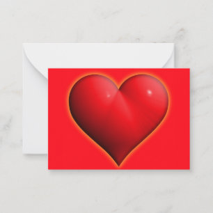 Carte De Correspondance Coeur rouge 3-D brillant