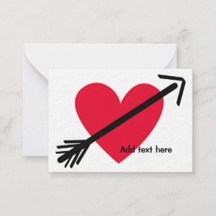 Carte De Correspondance Coeur rouge personnalisé avec flèche Saint-Valenti