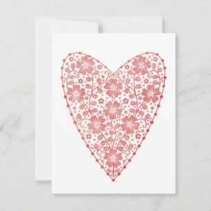 Carte De Correspondance Coeur Rouge scandinave Blanc Valentin