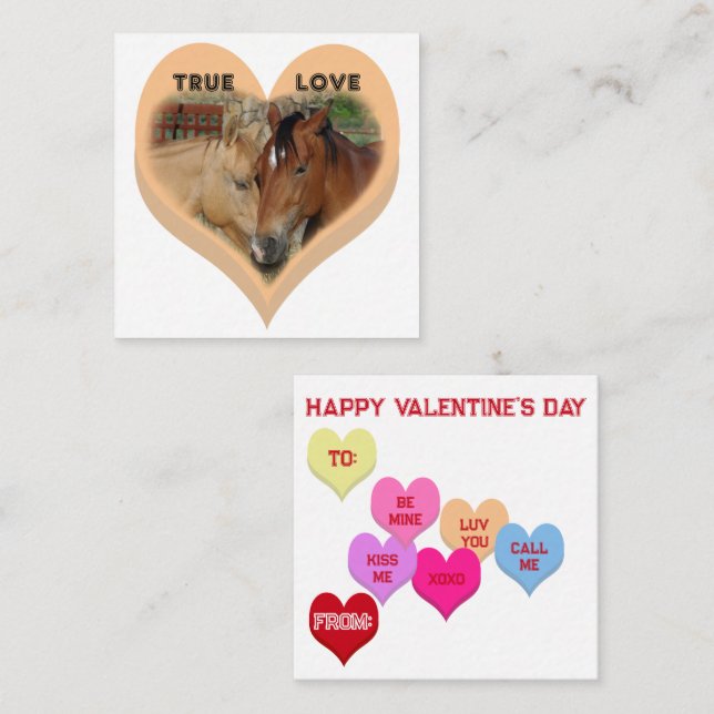 Carte De Correspondance Cœurs de conversation de chevaux d'amour véritable (Devant / Derrière)