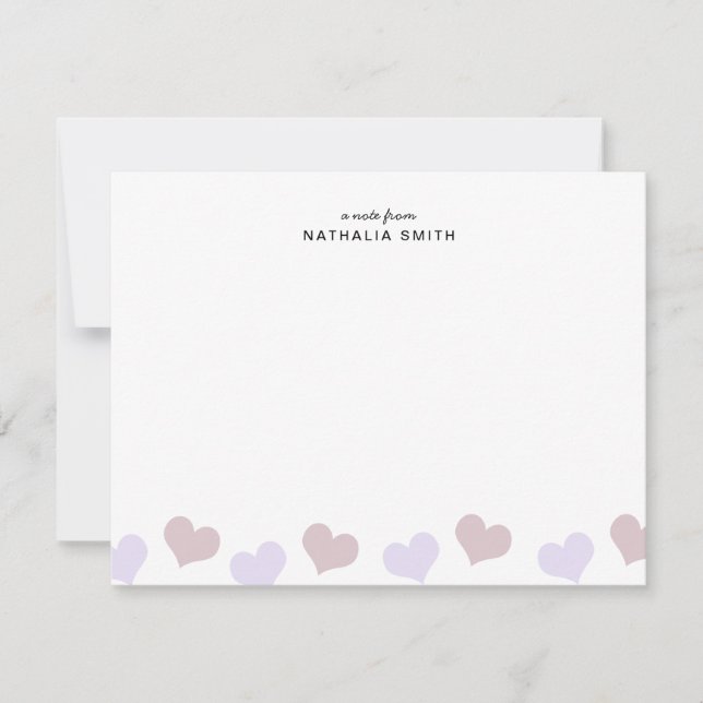 Carte De Correspondance Cœurs de lavande roses mignons pour papeterie enfa (Devant)