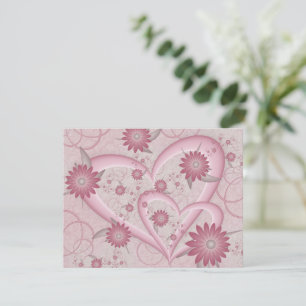 Carte De Correspondance Coeurs et fleurs Abstraits roses Aimer l'art fract