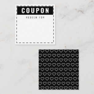 Carte De Correspondance Coeurs noir et blanc Motif Coupons blancs modernes