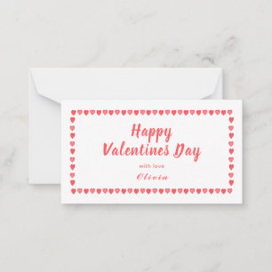 Carte De Correspondance Coeurs rose et blanc Valentines Day mini
