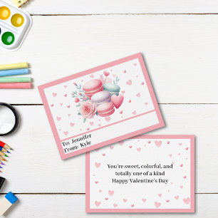 Carte De Correspondance Coeurs roses mignons et Macaron Mini Saint Valenti
