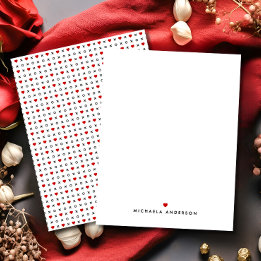 Carte De Correspondance Coeurs rouges modernes mignons et nom personnalisé