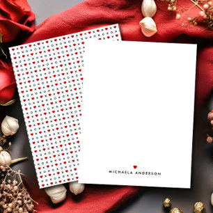 Carte De Correspondance Coeurs rouges modernes mignons et nom personnalisé