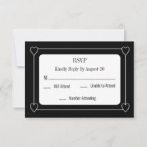 Coeurs simples et romantiques Mariage noir RSVP