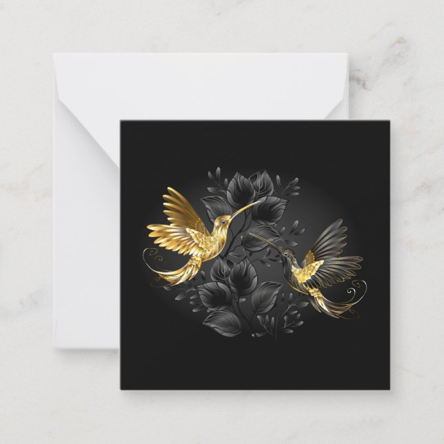 Carte De Correspondance Colibri noir et or (Devant)
