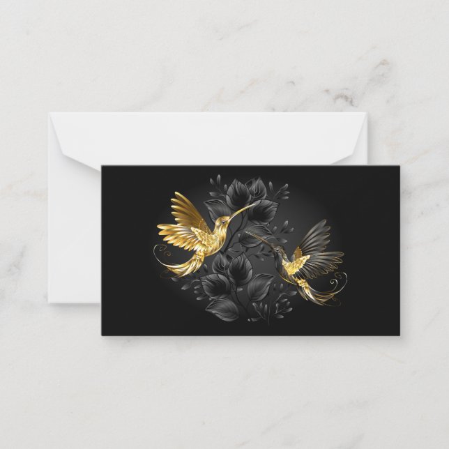 Carte De Correspondance Colibri noir et or (Devant)