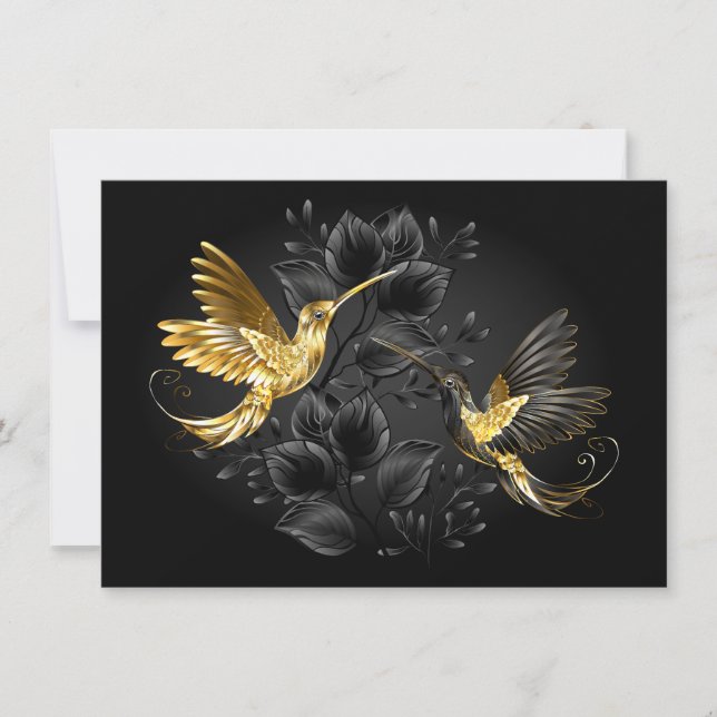 Carte De Correspondance Colibri noir et or (Devant)