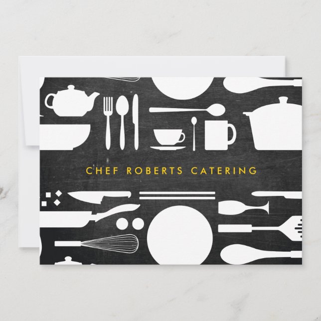 Carte De Correspondance Collage de cuisine sur bois noir (Devant)