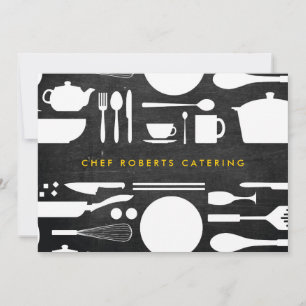 Carte De Correspondance Collage de cuisine sur bois noir