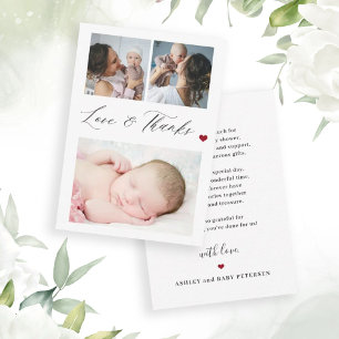 Carte De Correspondance Collage photo de bébé 3 élégant merci budget
