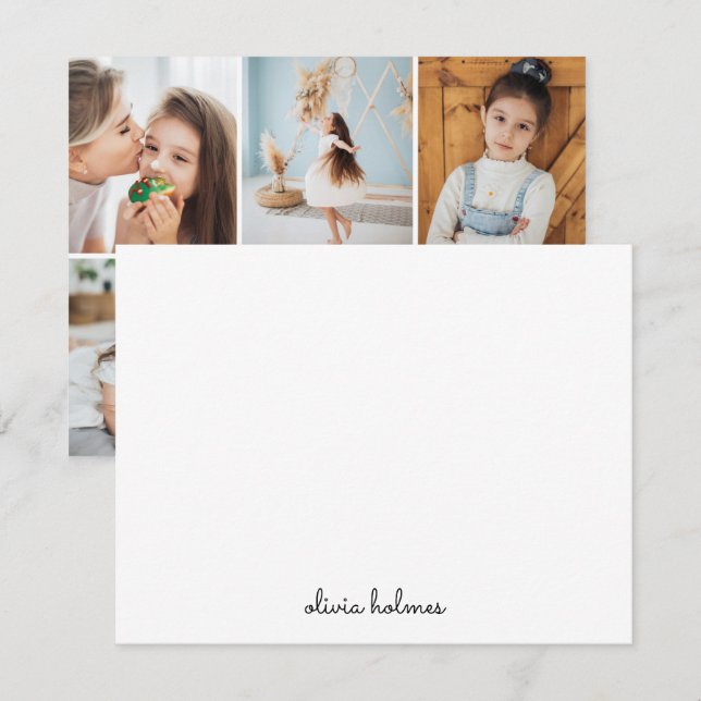 Carte De Correspondance Collage photo Monogramme tendance Moderne Élégant (Devant / Derrière)