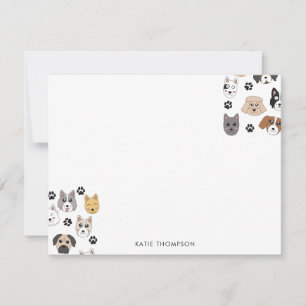 Carte De Correspondance Coloré mignon Chiens amusants et Chien Paw Motif