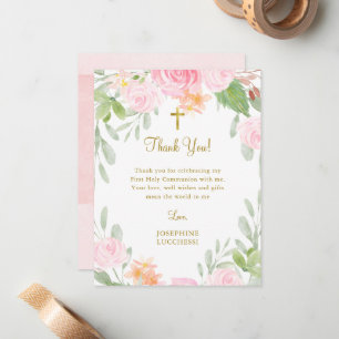 Carte De Correspondance Communion florale floue ou Merci du baptême