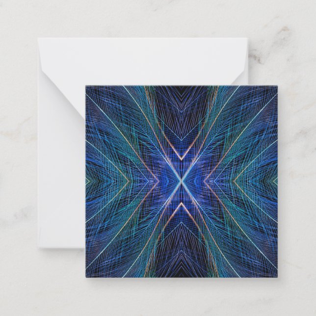 Carte De Correspondance Conception de Blue Fractal Feather (Devant)
