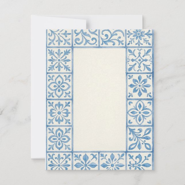Carte De Correspondance conception de papeterie bleue de carreau d'Azulejo (Devant)