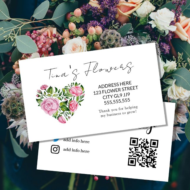 Carte De Correspondance Conception florale rose élégante Merci  (Créateur téléchargé)