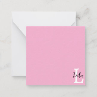 Carte De Correspondance Conception personnalisée de nom de monogramme rose