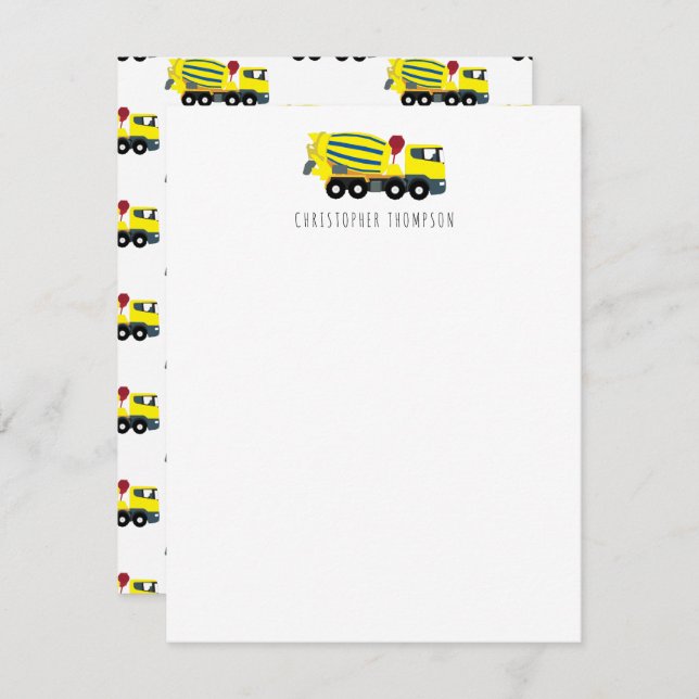 Carte De Correspondance Concret Cement Camion Construction Enfants Enfants (Devant / Derrière)