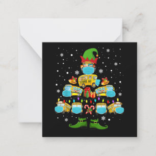 Carte De Correspondance Conducteur d'autobus scolaire Sapin de Noël Cadeau