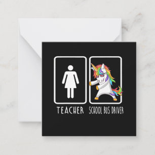 Carte De Correspondance Conducteur de bus scolaire Licorne Flossing retour