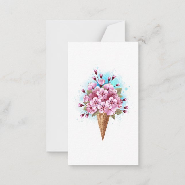 Carte De Correspondance Cône de gaufre de glace rose Sakura (Devant)