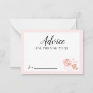 Carte De Correspondance Conseil pour le Baby shower d'ours en peluche rose