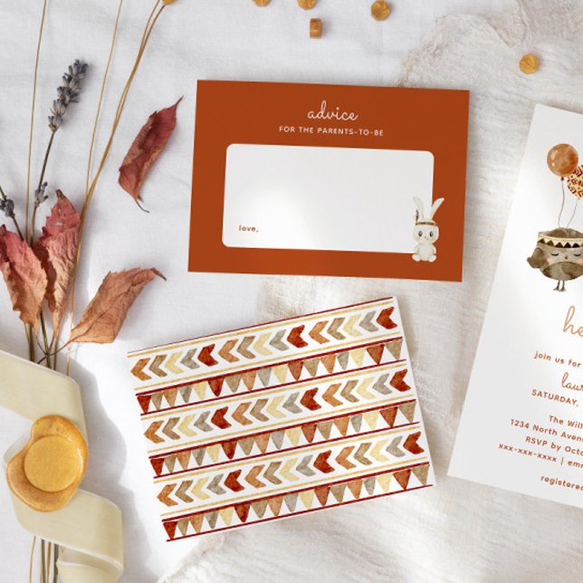 Carte De Correspondance Conseils de parenting Boho Rabbit Navajo Baby Show (bohemian baby shower navajo pattern for a parent advice card)
