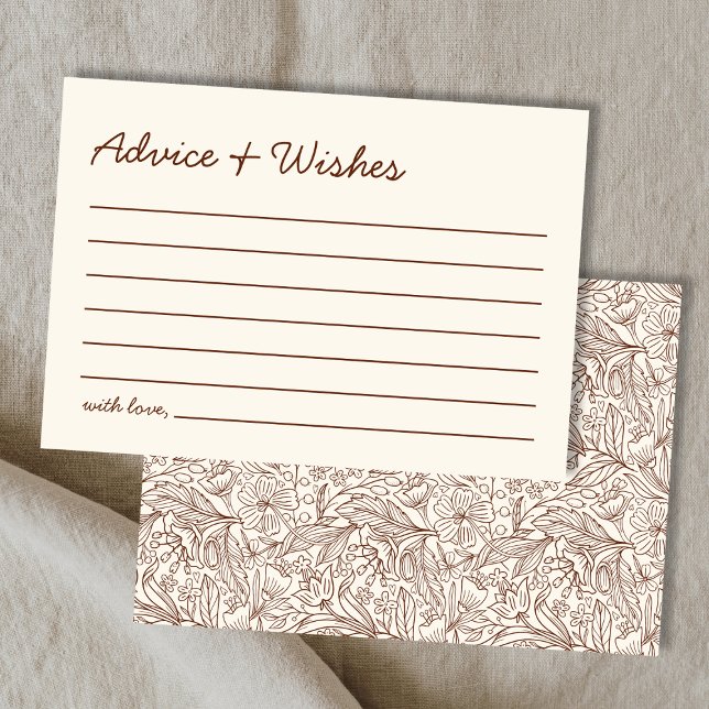 Carte De Correspondance Conseils & Vœux Marron Écriture Manuscrite Enterre (Advice & Wishes Brown Handwritten Bridal Shower Note Card)