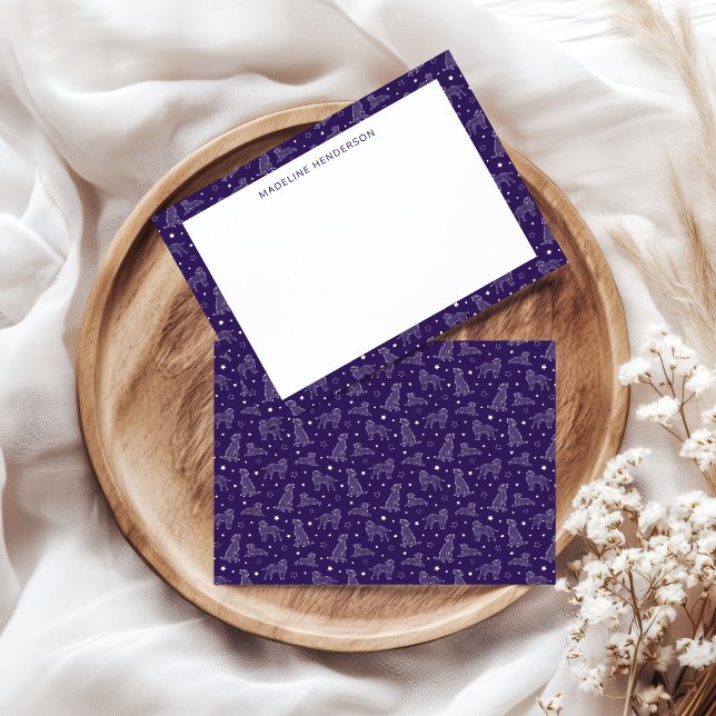 Carte De Correspondance Constellations Whimsical Chien Monogramme pourpre  (Créateur téléchargé)