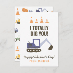 Carte De Correspondance Construction Excavateur Enfants Classe Valentine