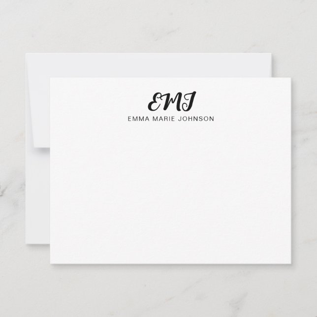 Carte De Correspondance Contemporain moderne Gras Script Monogramme (Devant)