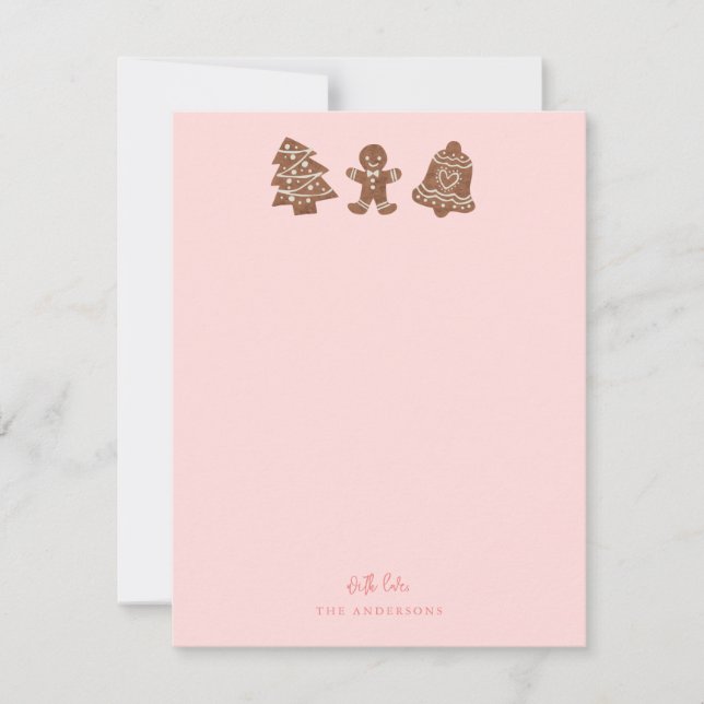 Carte De Correspondance Cookies de Noël festifs rose (Devant)