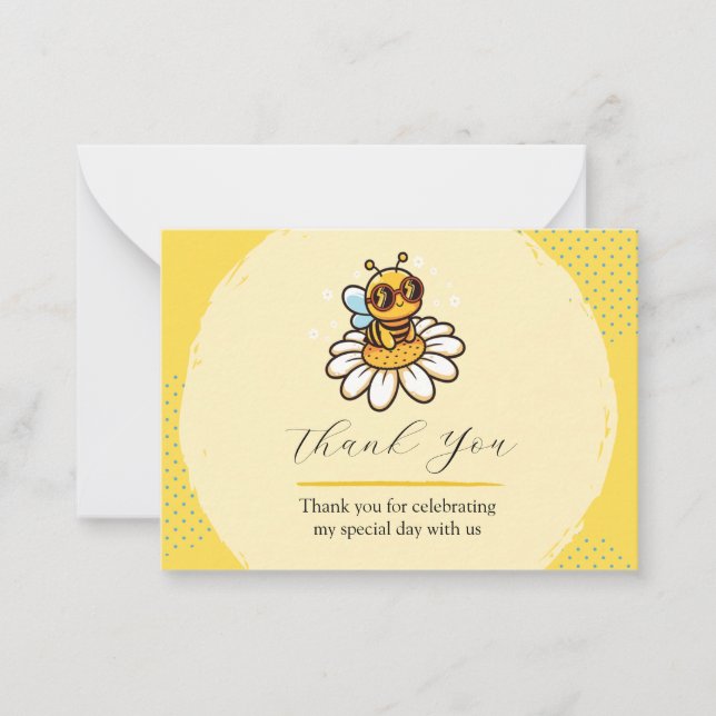 Carte De Correspondance Cool Bee sur une Marguerite Merci (Devant)
